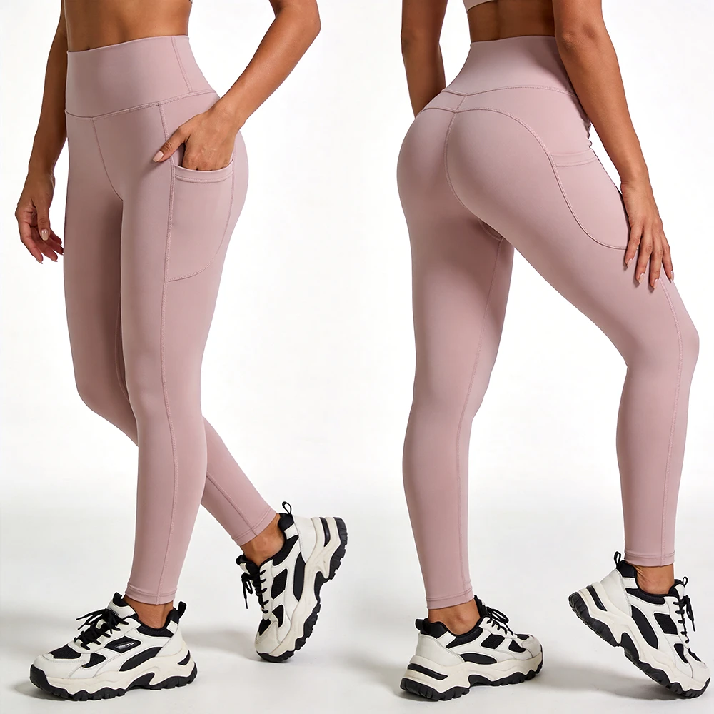 Private Label Tummy Control Yoga Leggings Nude Feel High Waisted Gym Workout Pants Custom Logo Spandex Nylon Yoga Pants