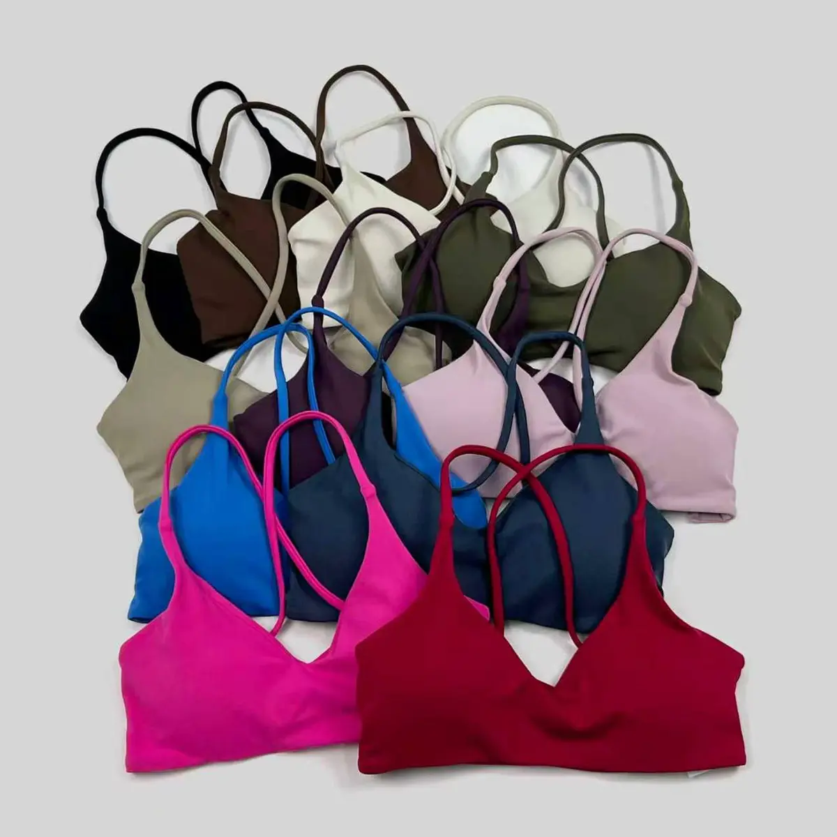 Custom Logo V-Neck Yoga Bra Cross Back Quick-Drying High Support Sports Bra Running Push-up Breathable Gym Fitness Bra