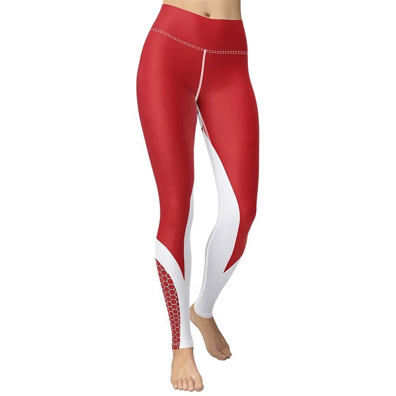 New Design Plus Size High Waist Women Leggings Red Black Print Super Soft Summer Breathable Cotton Bamboo Yoga Gym Sport Pants