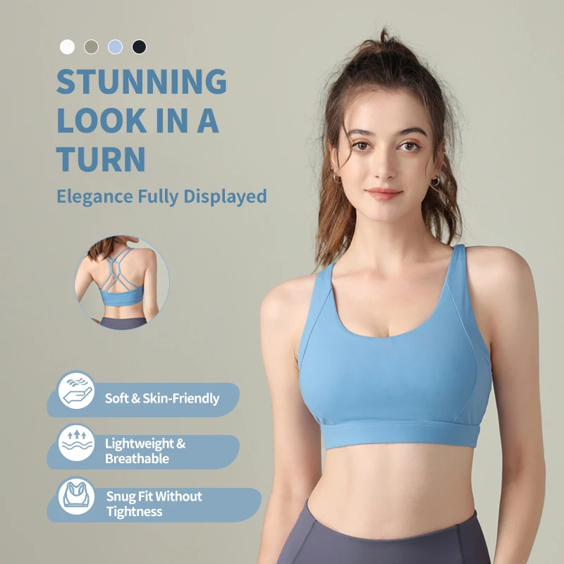 Women High Support Yoga Sports Bra Crisscross Straps Printed Breathable Lightweight Shockproof for Summer Outdoor Running Gym