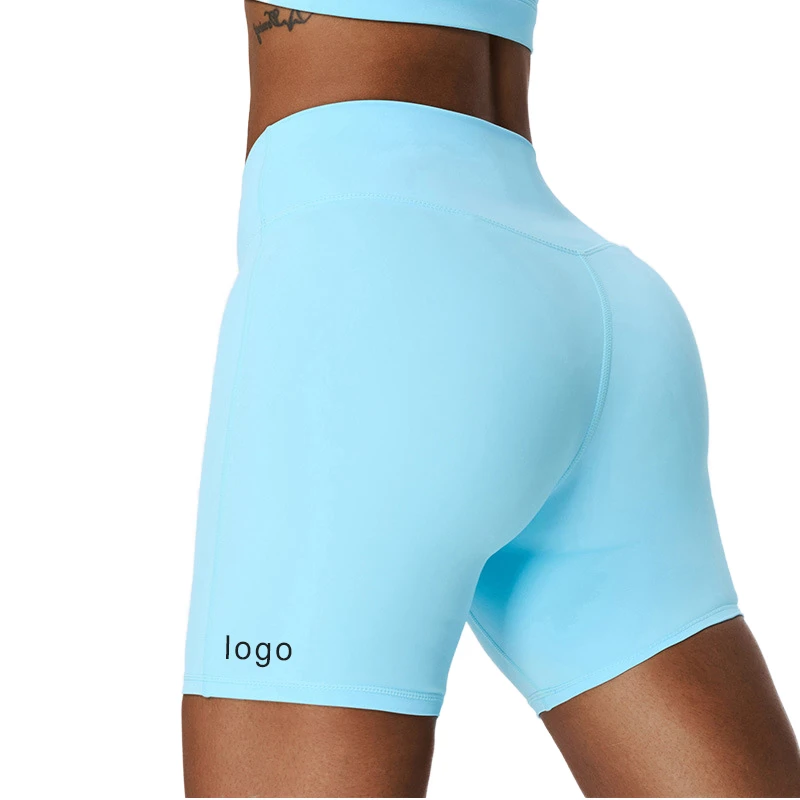 Wholesale High Waist Women's Yoga Shorts Elastic Waist Quick Dry Breathable Four-Way Stretch Spandex/Nylon Print Scrunch Butt
