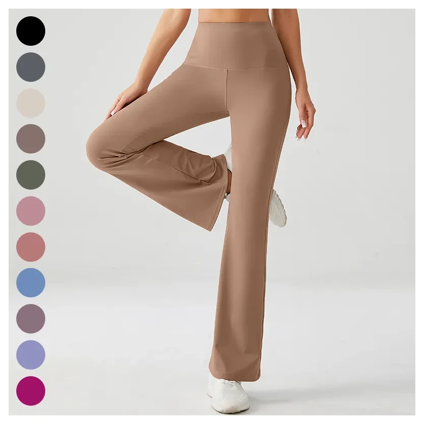 High Waist Flared Yoga Pants Leggings Pour Femmes Sport Solid Color Gym Fitness Women Butt Lifting Flared Plus Size Leggings