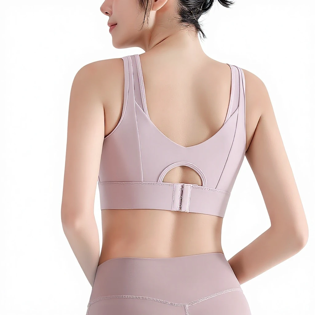 High-intensity Shockproof Backless Sports Bra One-Piece Plus-Size Women's Nylon Side Breast Support Running Yoga Tank Top