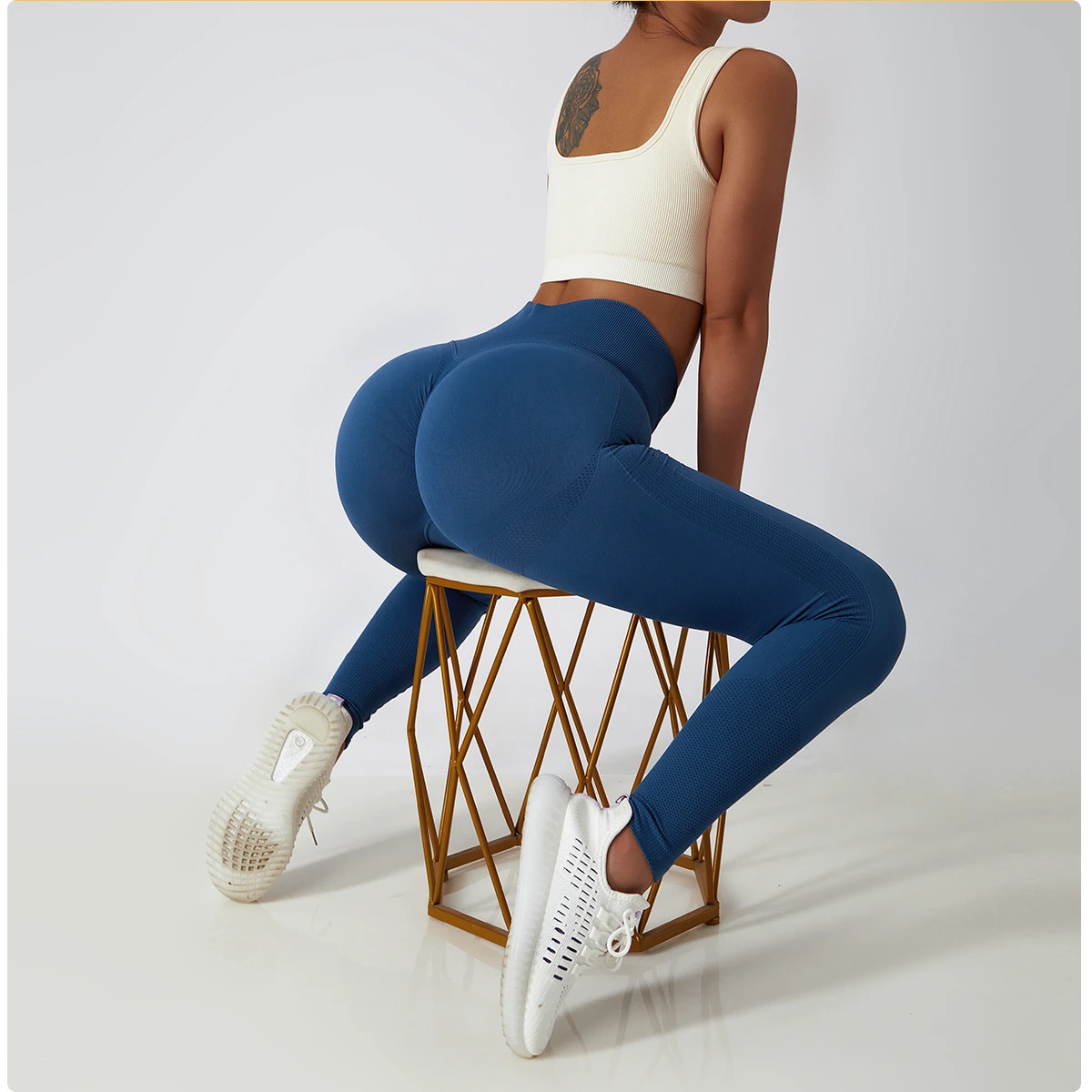 Women's Seamless Knitted Tight Height Waist Breathable Sports Yoga Pants Outdoor Running Fitness Hip-Lifting Yoga Leggings