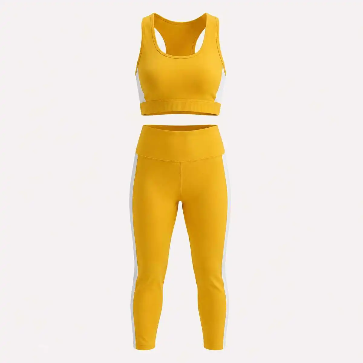 2 Piece Solid Breathable Sports Yoga Set Women Gym Wear Elastic Fitness Outfit High Waist Leggings Crop Top Front Activewear