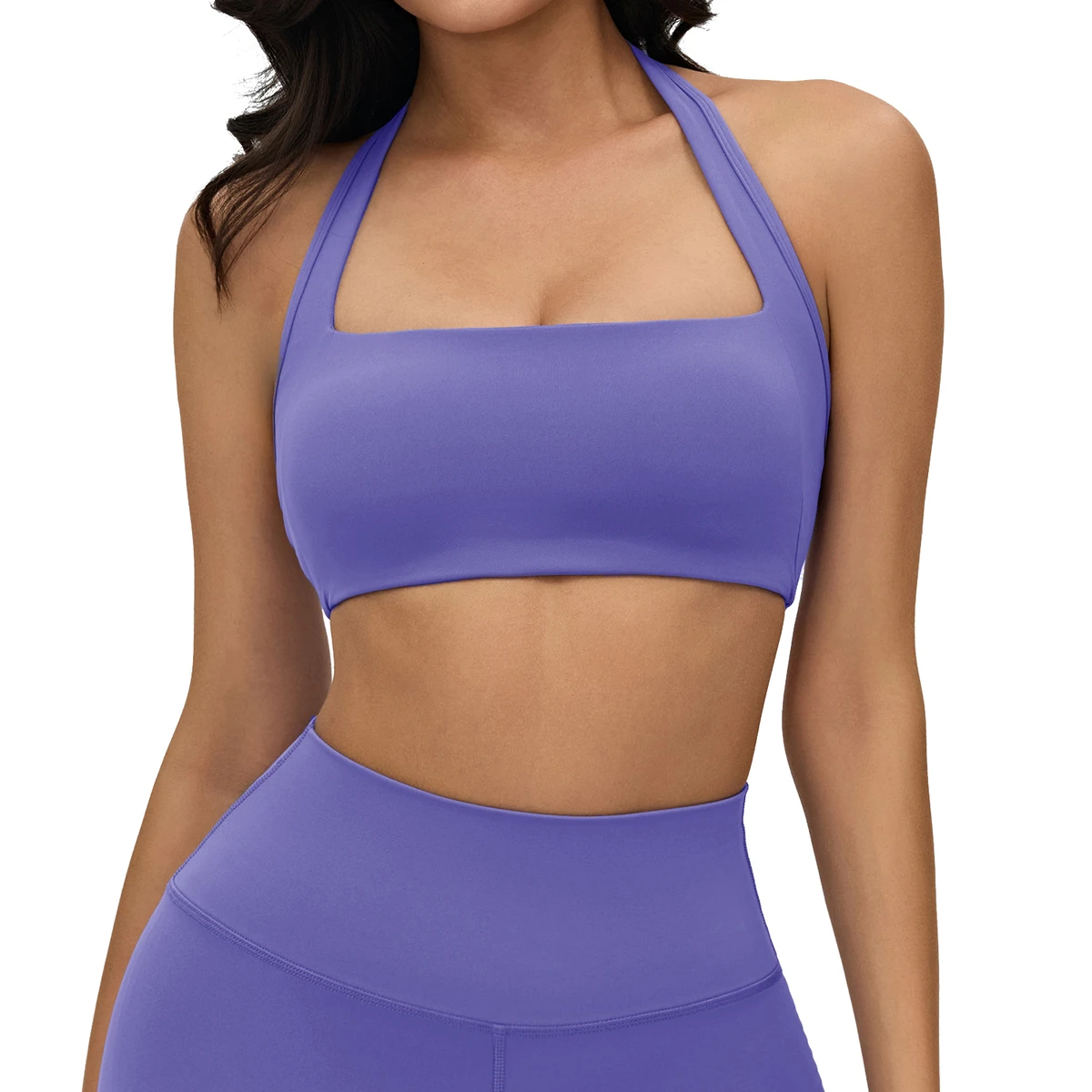 Breathable Lightweight Seamless Simple Yoga Bra for Women High Support Four-Way Stretch Removable Padding Backless Sports