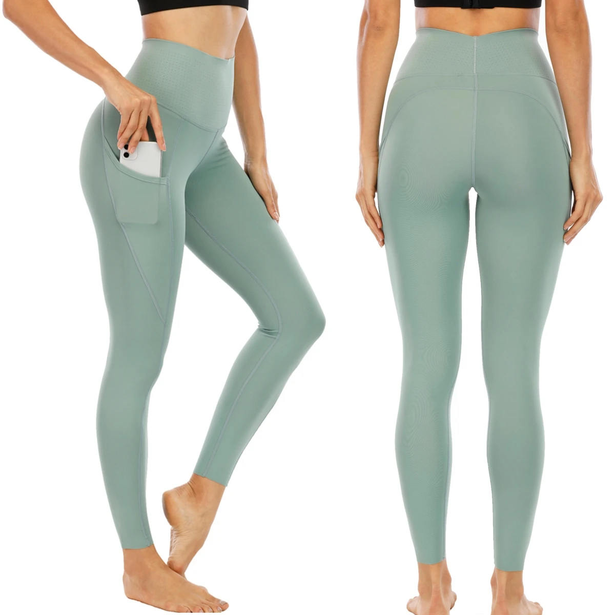 Women High Waist Gym Leggings Pocket Fitness Sports Running Ladies Yoga Pants
