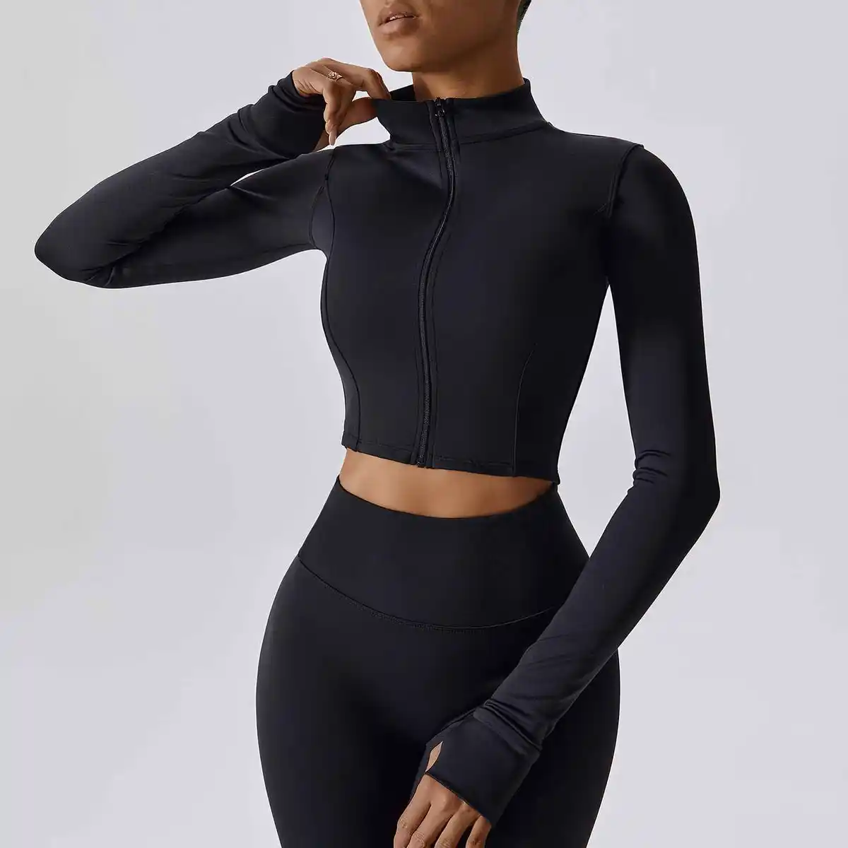 Women's Plus Size Ribbed Plaid Solid Two-Piece Yoga Set High Waist Leggings Sports Bra Seamless Front Customizable Workout