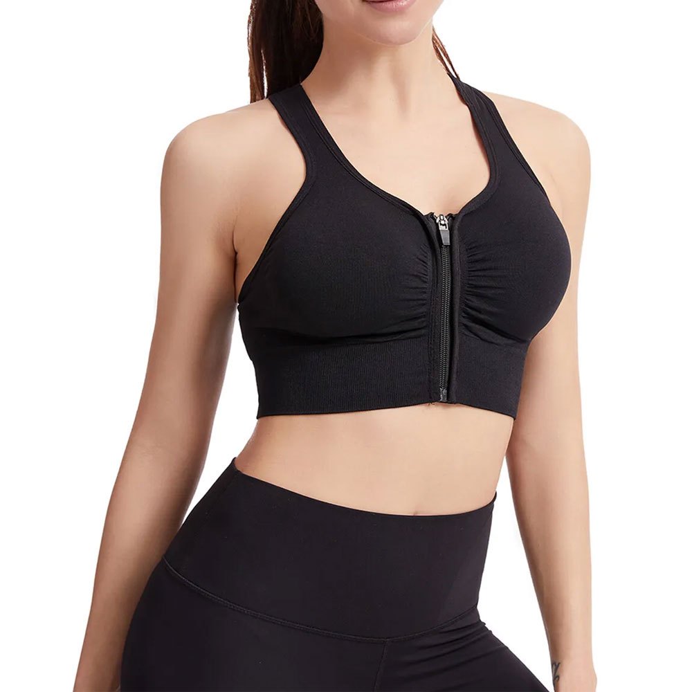 Whole Sale Price Women Zip Front Sports Bra Breathable Wireless Post Surgery Bra Active Yoga Women Sports Bras