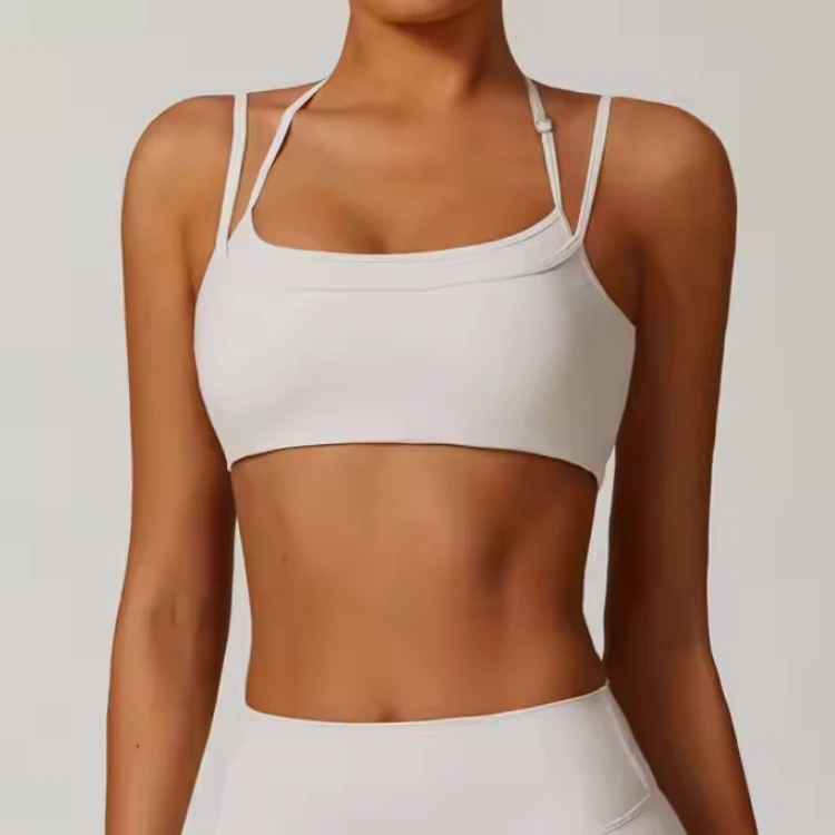 New Design Solid Color Seamless Quick Dry High Stretch Halter-neck Women Sports Bra Top Fitness