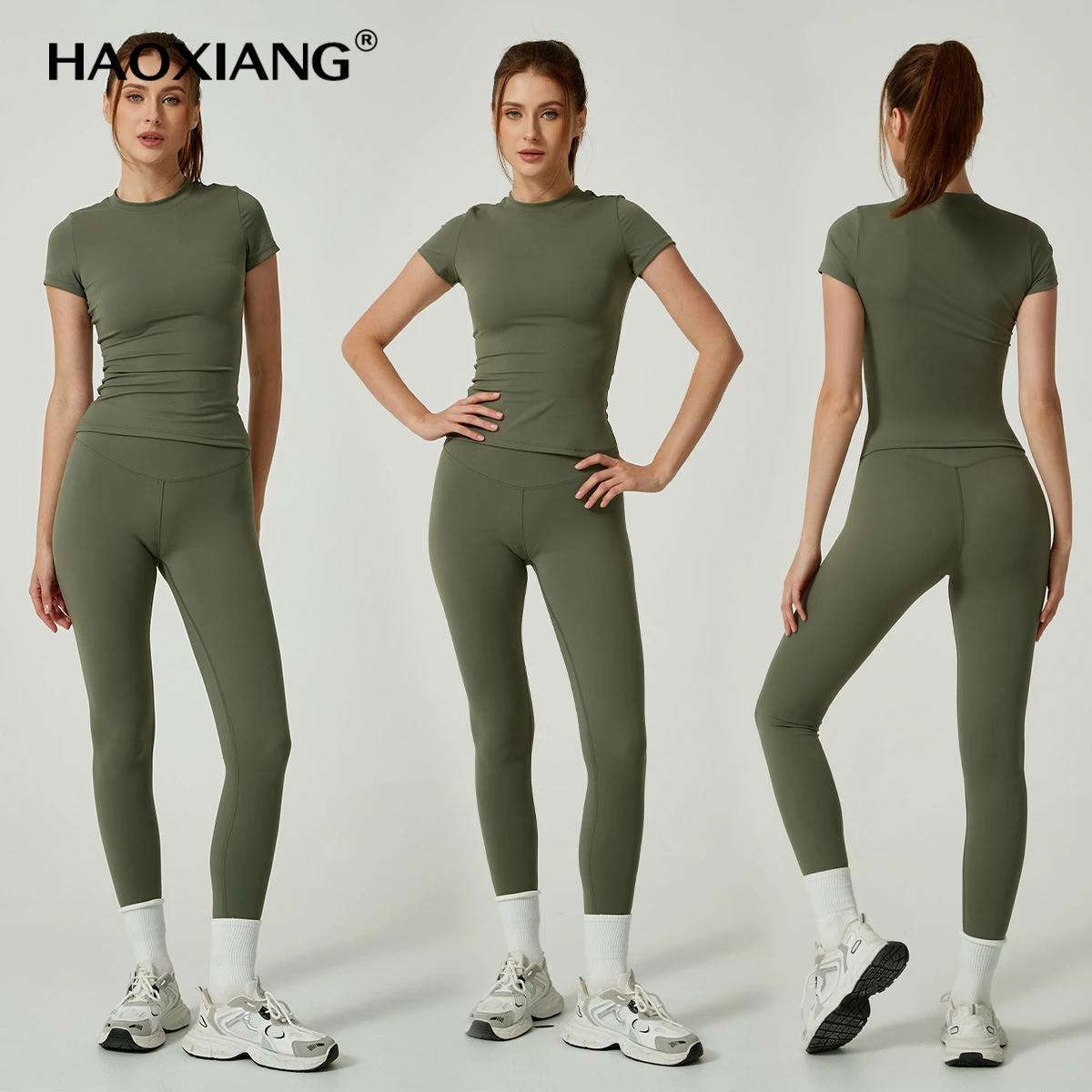Bestseller Women's Solid Spandex/Nylon Yoga Two-piece Set High-end Quick-dry Fitness Wear