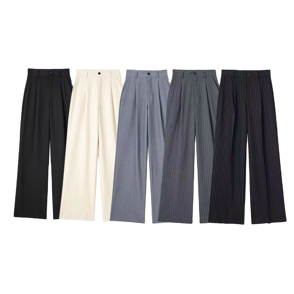 PB&ZA Women 2024 Summer New Chic Fashion Multicolor Front Pleated Pants Vintage High Waist Zipper Fly Female Trousers Mujer