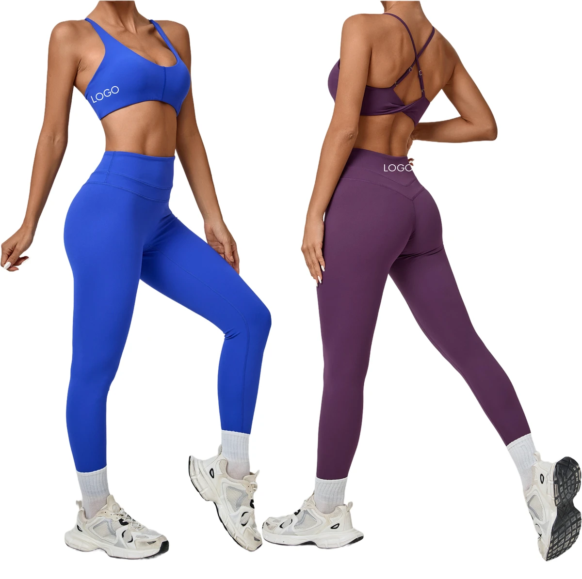 Form-fitting Yoga Set with Back-Exposing Design Stretch High-Waisted Workout Top and Bottom Set for Running and Fitness