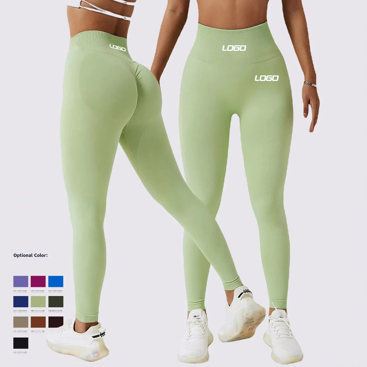 Custom Logo High Waist Scrunch Butt Sports Yoga Leggings Workout Seamless Gym Leggings For Women