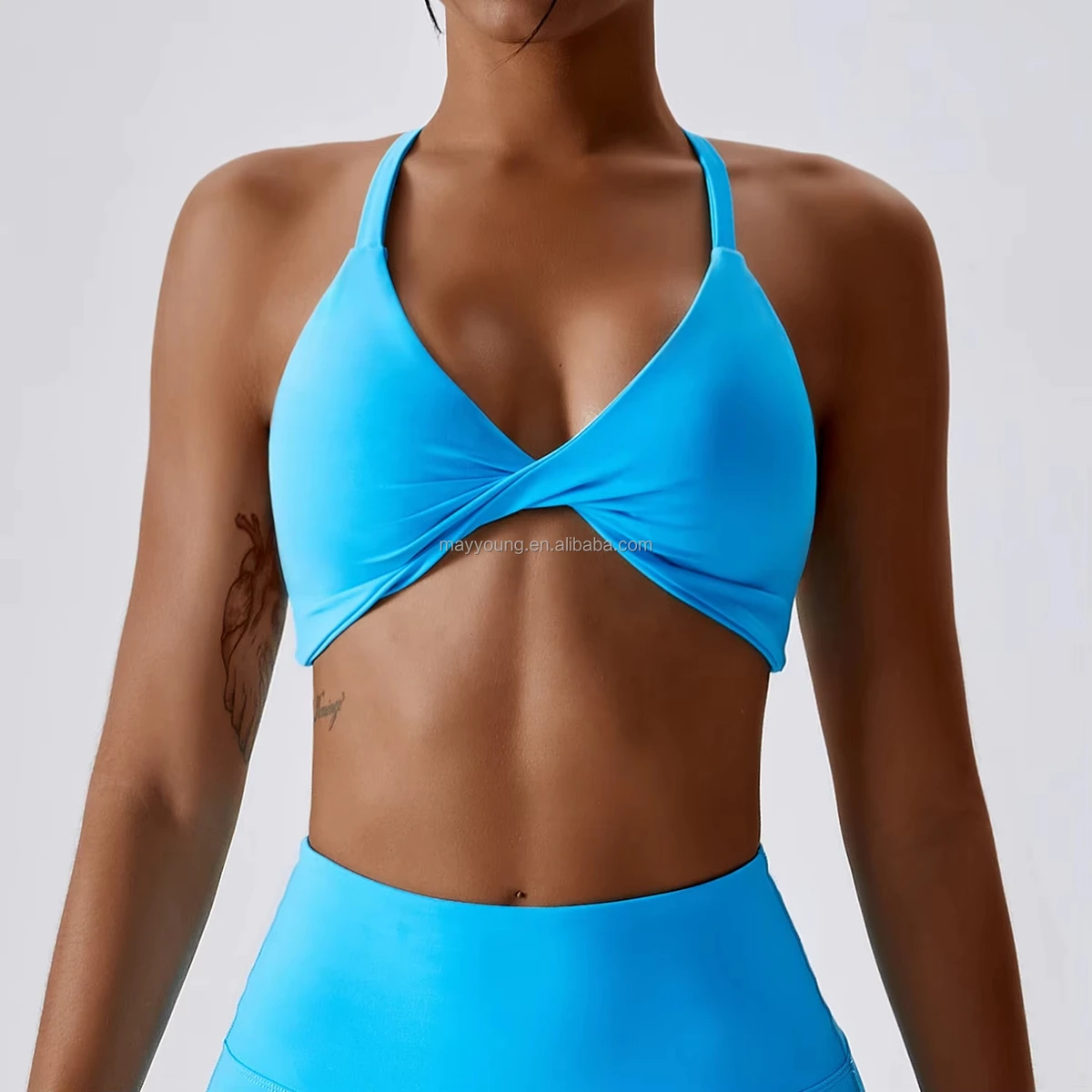 MAYYOUNG Women's Quick Dry Sports Bra Lightweight Yoga Workout Top for Gym Outdoor Running Plus Size Breathable Fitness Apparel