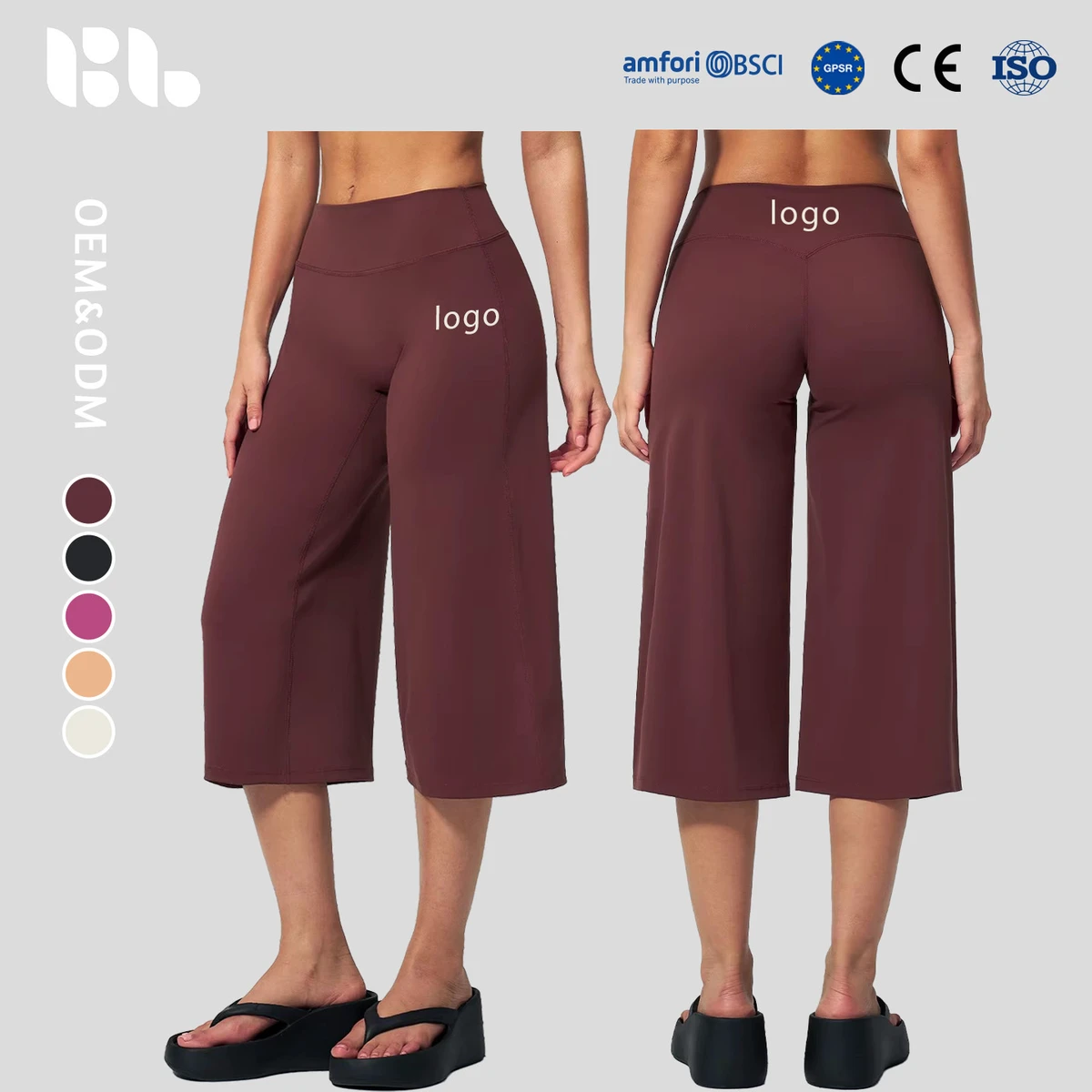 European American Summer Sanding Yoga Suit Pants Women's High Waist Four-Way Stretch Quick-drying Loose Spandex/Nylon Solid