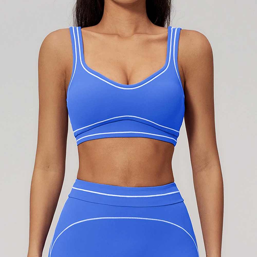 22026 New Design High Support Women'S Brushed U-Back Yoga Bra Soft Breathable Color Blocking Backless Sports Bra Women Yoga Bra