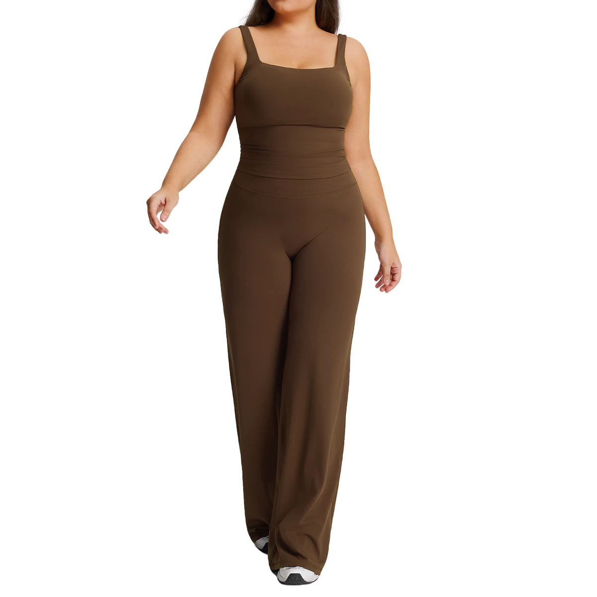 Women's 2-Piece Yoga Gym Fitness Wear Sets Crew Neck Sleeveless High Waist Pants Running Workout Solid Eco-Friendly Lightweight