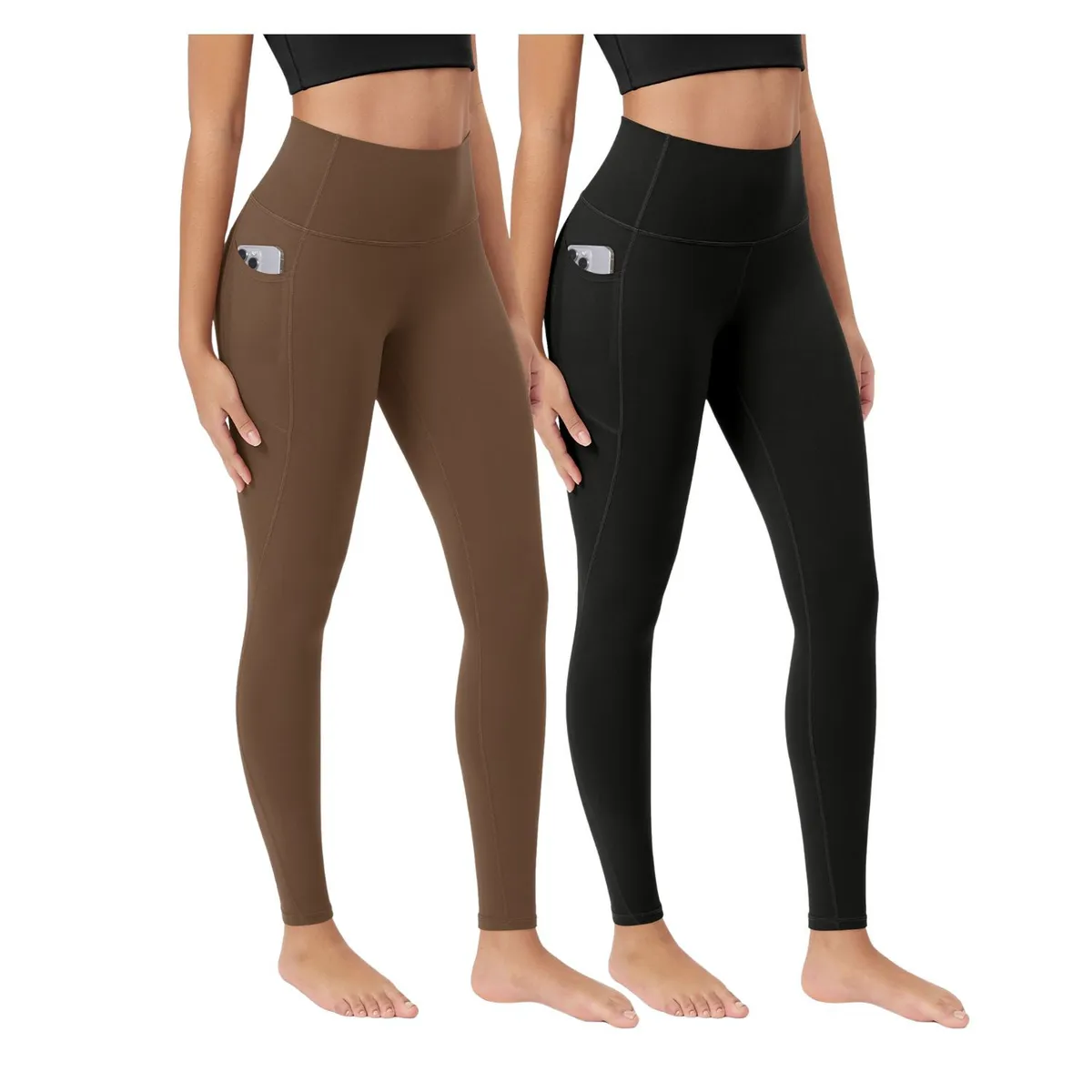 Women High Support Waist Yoga Fitness Leggings Stretch Gym Running Training Athletic Workout Activewear Pants With Side Pocket