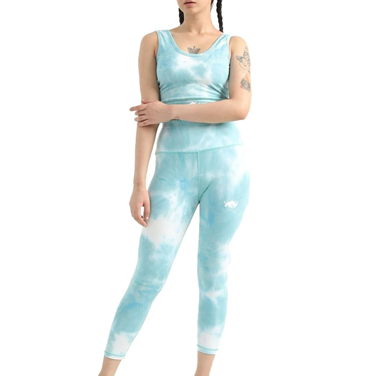 Women's Casual Square Two-Piece Yoga Set High Waist Leggings Bra Solid Canvas Custom Logo Seamless Slim Skinny Short Tops