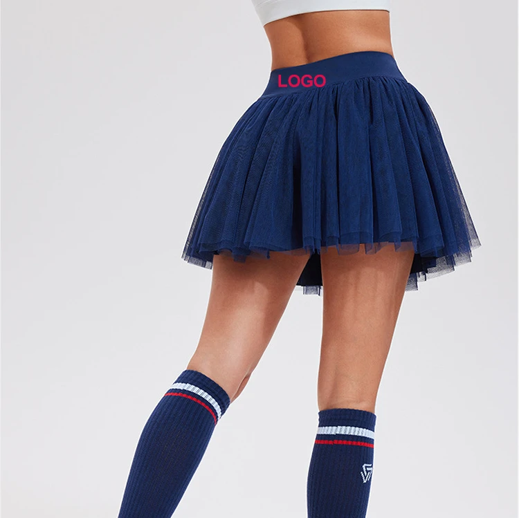 Custom Logo Front Women's High Waist Tennis Skort Quick Dry Breathable Moisture Wicking Golf Fitness Built-in Shorts OEM