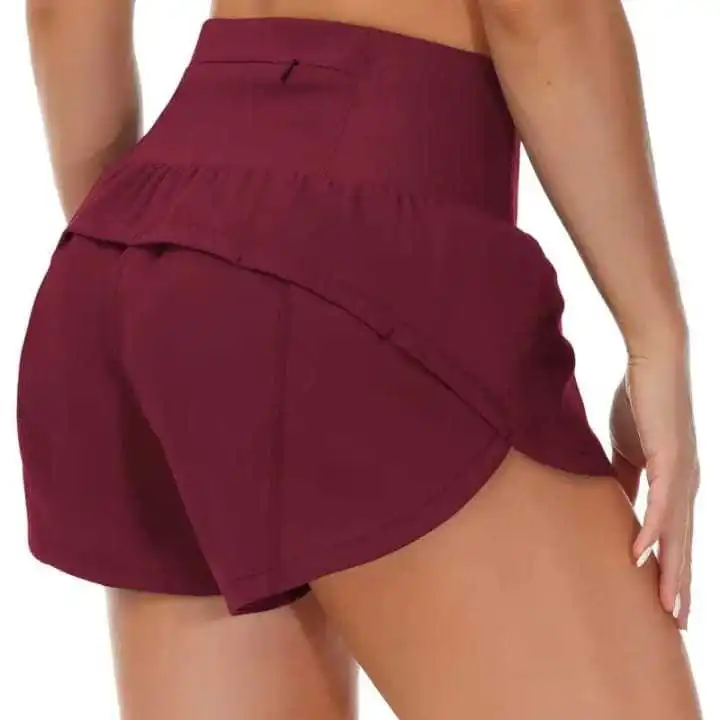 Women's High-Waisted Skinny Quick-Drying Breathable Eco-Friendly Four-Way Stretch Running Yoga Shorts Two-Piece Summer Solid