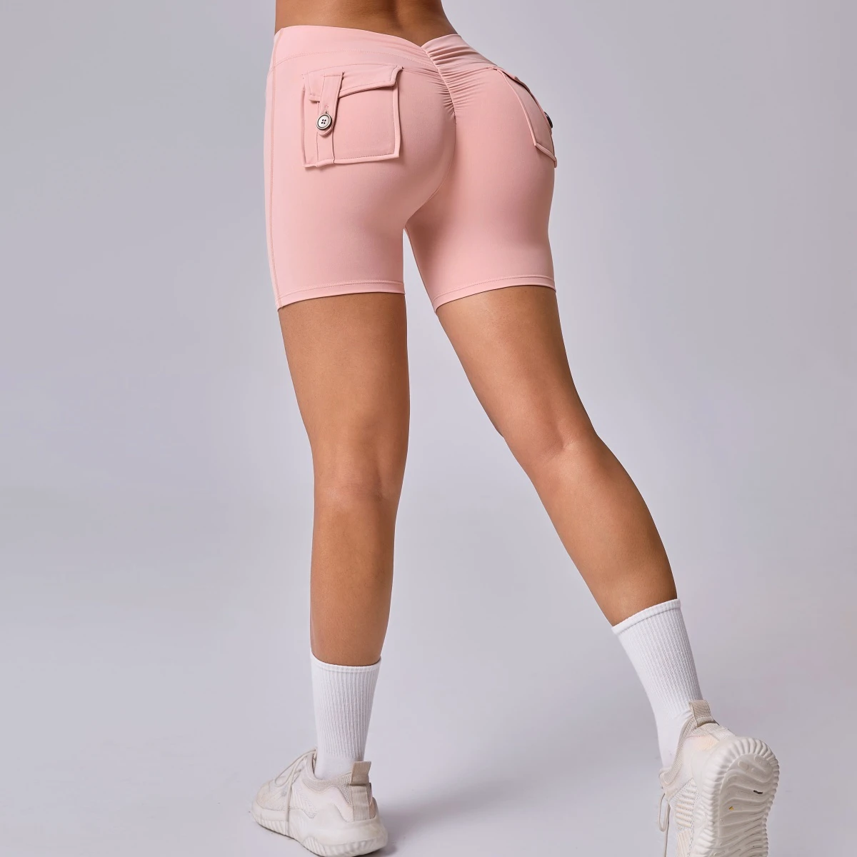 Gym High Waist Butt Lift Workout Pocket Sports Short for Women Skin Tight Yoga Wear Short Pants Leggings