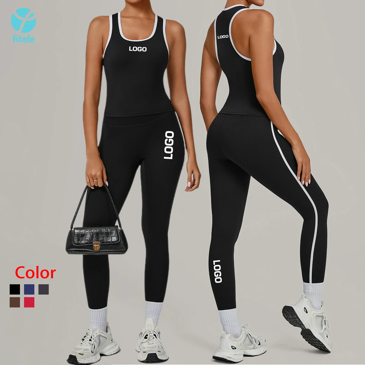 Custom High Quality 2-Piece Fitness Yoga Set for Women Plus Size High Waist Leggings and Crop Top Sportswear