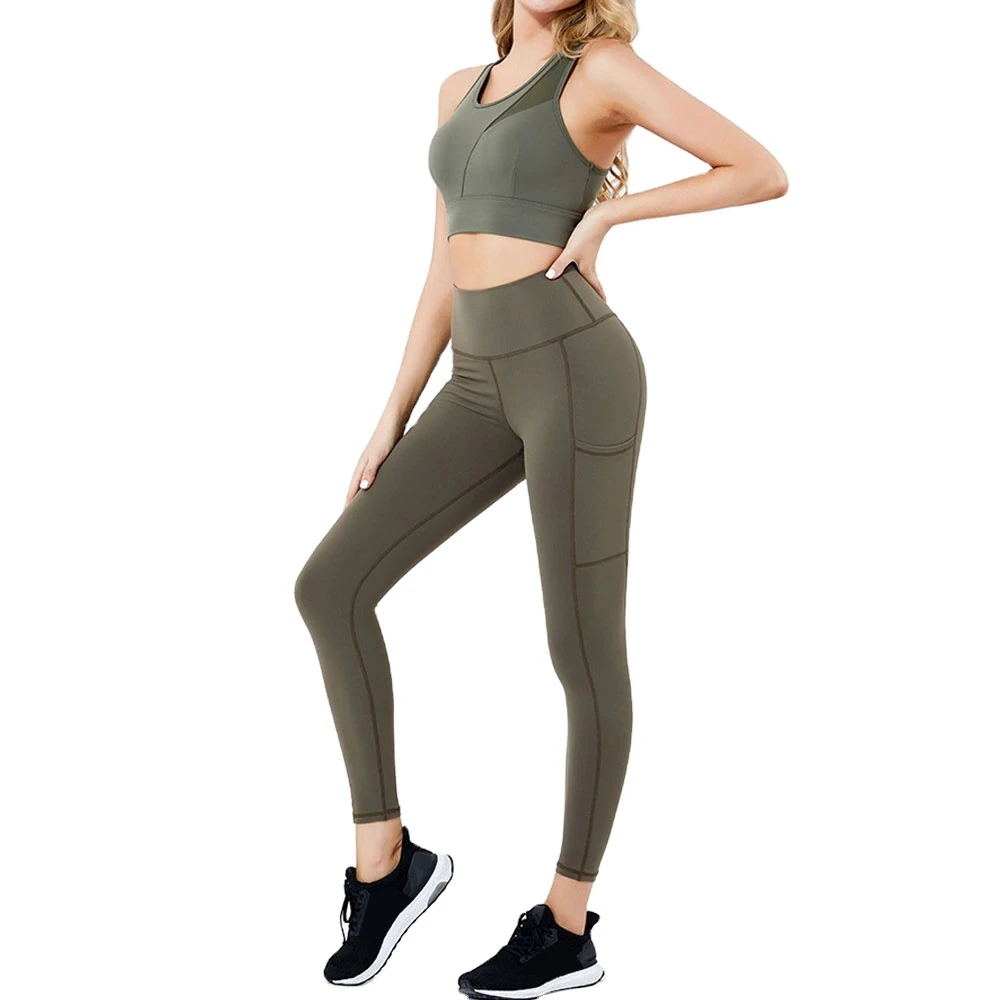 Latest Designs Women Yoga Set Custom Logo/Color Breathable Comfortable Premium Quality 2-Piece Anti-Wrinkle Elastic Waist Solid