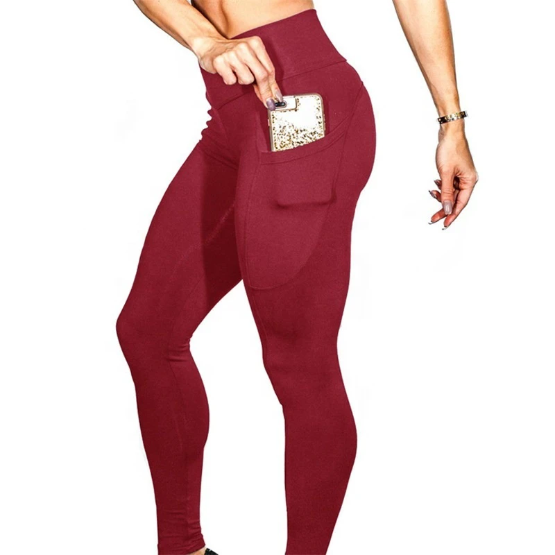 Womens High Waist Sexy Girls Wearing Tight Yoga Pants With Side Pocket Jogging Pants
