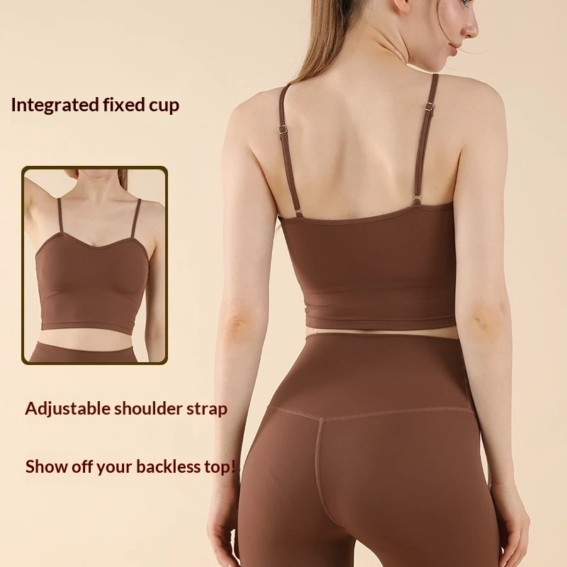 Summer Breathable One-piece Thin Crisscross Strap High Support Sports Underwear Women's Fitness Yoga Adjusting Push-up Bra