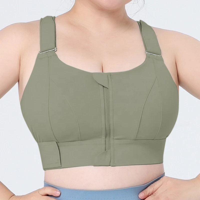 Plus Size Sports Bars Zipper Underwear High Strength Shockproof Anti-sag Yoga Tank Top Strong Support High Impact Sport Bra