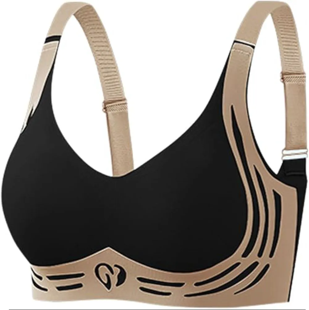 Unisex Breathable Seamless Support Sports Bra Comfy Side Breast Tightening Push Plus Size Anti-Bacterial Eco-Friendly Stretch