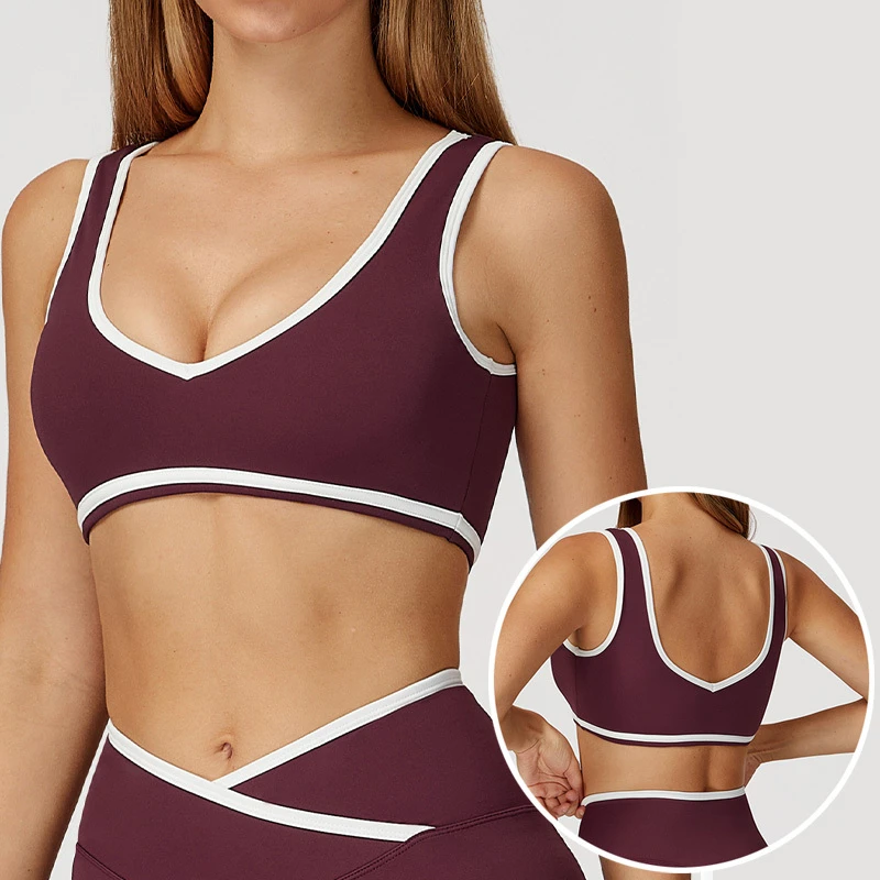 Roregal High Quality Sport Wear Shockproof Wide Straps Breathable Womens Fitness Running Sports Bras With Removable Pads
