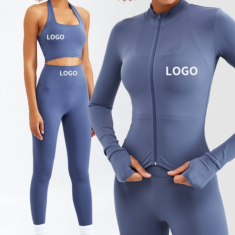 Wholesale Fitness Clothing OEM ODM Clothing Yoga Jackets Workout Clothing Sport Outfit Wear Gym Fitness Set For Women