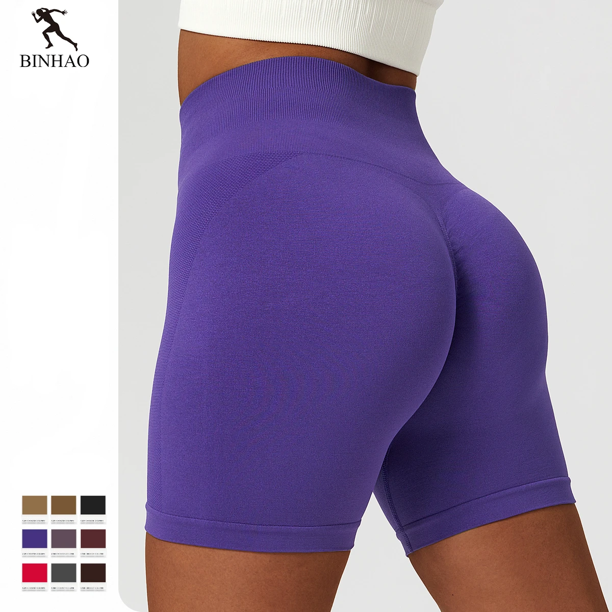 Wholesale Breathable Gym Tight Seamless Butt Lift High Waist Tummy Control Gym Yoga Shorts