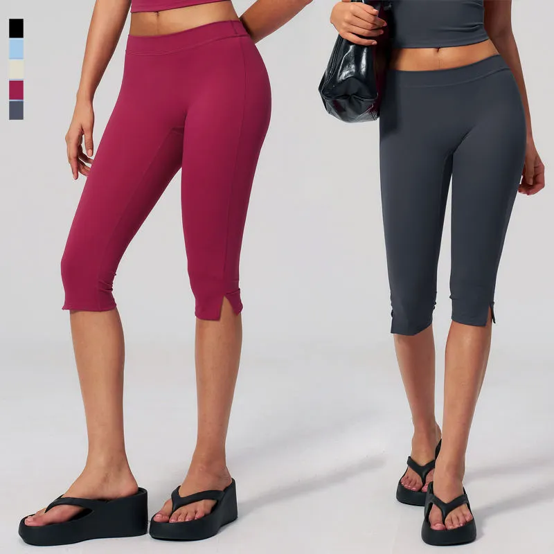 Custom Calf Length Yoga Pants High Waist Women Workout Capri Leggings Gym Athletic Crop Yoga Pants