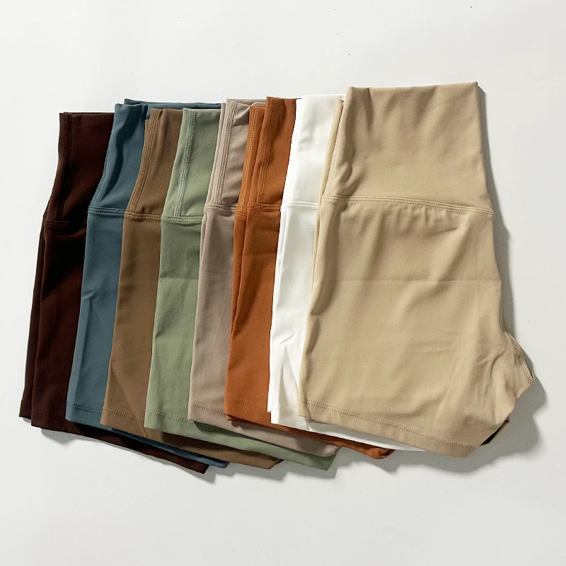 MOTE-MH222 Sports High-waisted Slim Women Shorts Solid Color Yoga Wear Nylon Highly Elastic Yoga Shorts Factory Wholesale