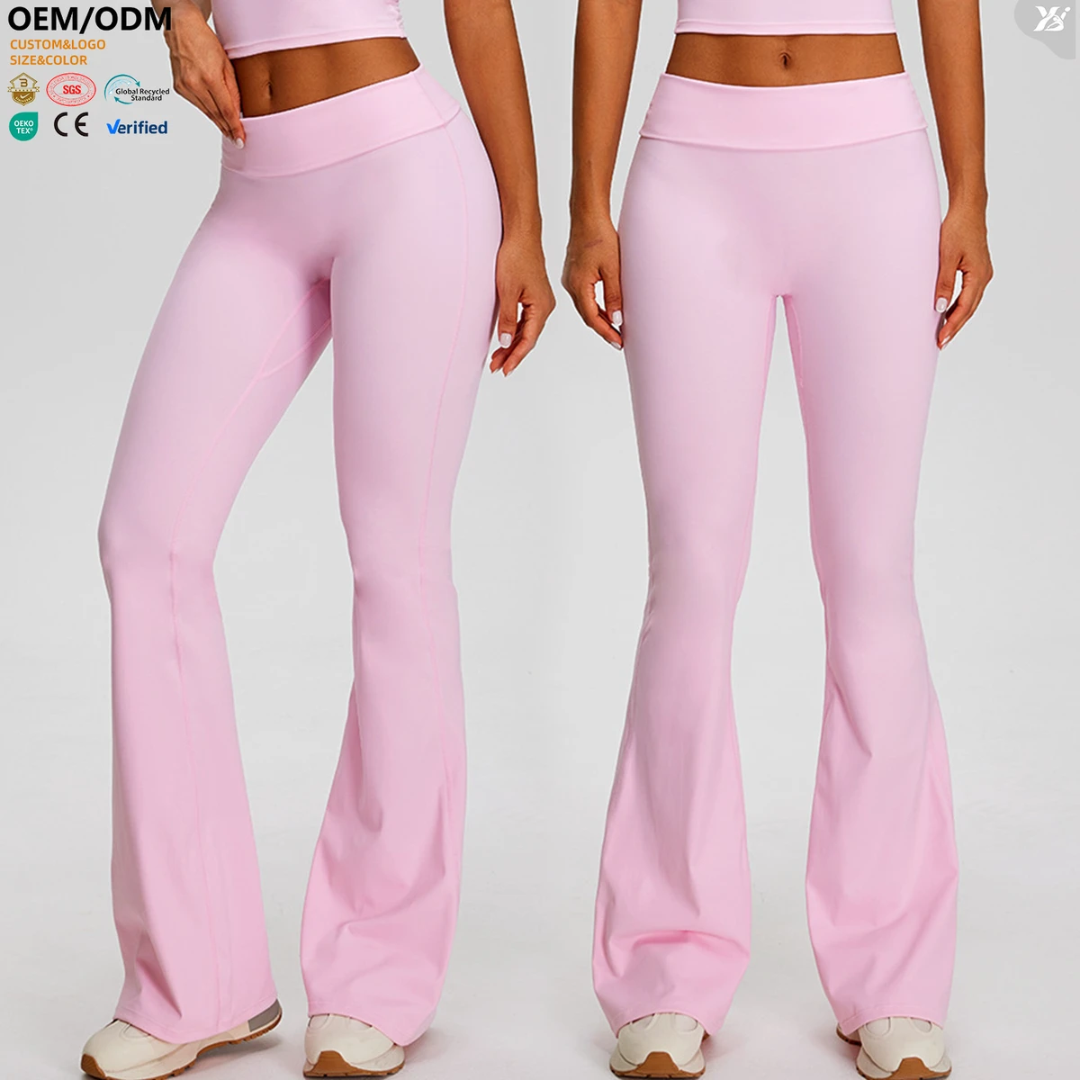XW-TM0293 Wholesale High Stretch Women Flare Leg Legging Scrunch Butt Workout Fitness Pants Breathable Quick Dry Gym Yoga Pants