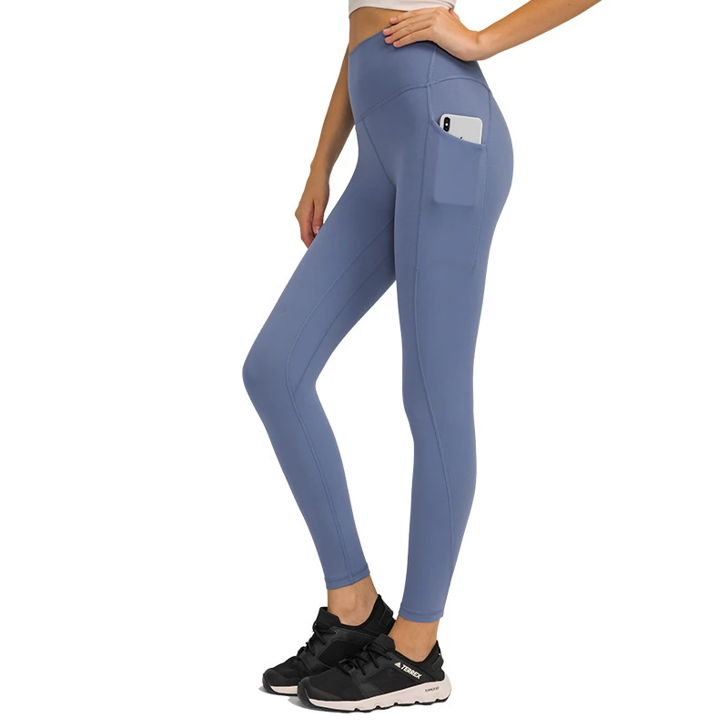 High Waist Women's Yoga Leggings Soft Side Flap Pocket Fitness Sports Yoga Pants Lift Hips & Slim Running Skin-Friendly DL126