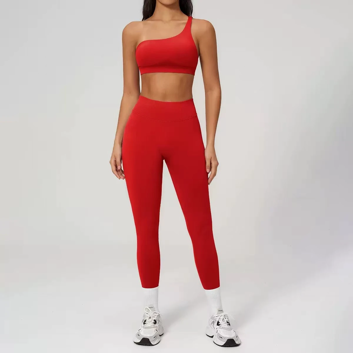 Women's High Waist Hip Lift Workout Leggings Two-Piece Set Custom Logo Seamless Yoga Gym Fitness Solid Sportswear Set