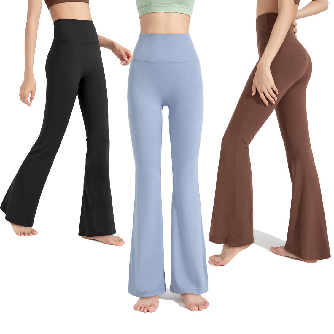 Women's High Waisted Breathable Knitted Yoga Leggings with Seamed Design-Sporty Workout Pants