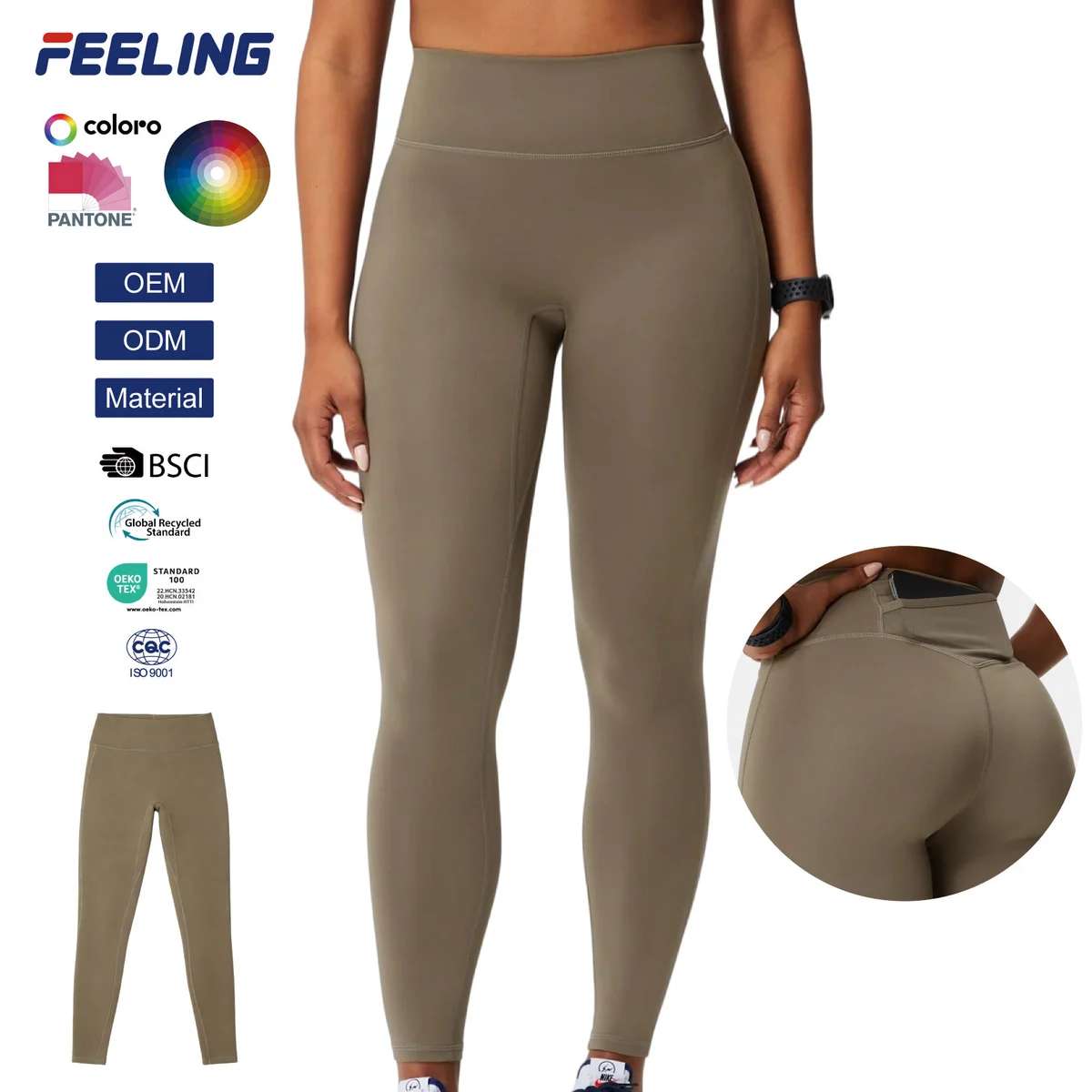 Women's High Waisted Yoga Leggings With Mesh Pockets Compression Moisture Wicking Chafe-Free Seams For Workout Pant OEM ODM