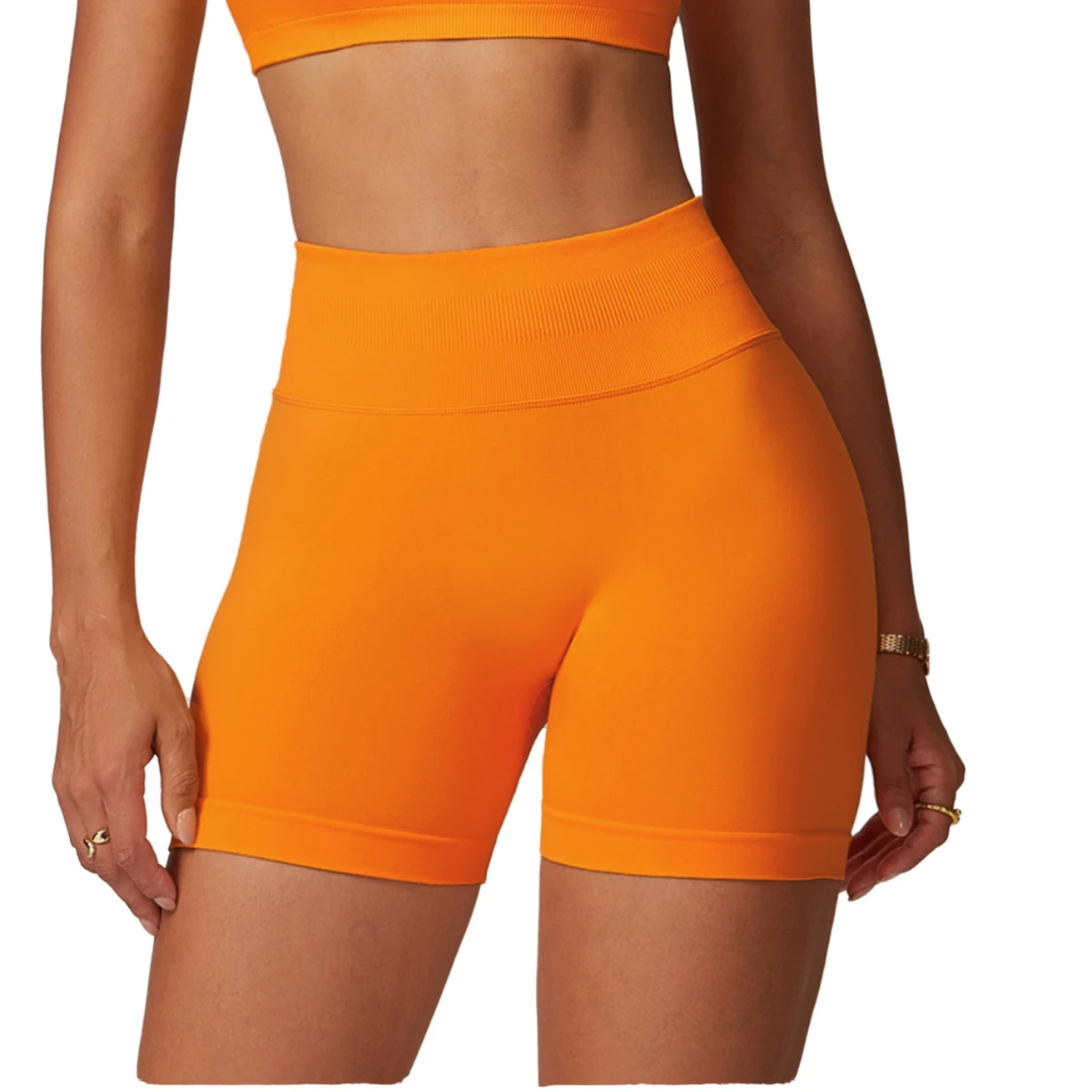 Women's Custom Logo High Waist Scrunch Butt Gym Shorts Seamless Spandex/Nylon Elastic Waist Closure Yoga Leggings Solid Pattern