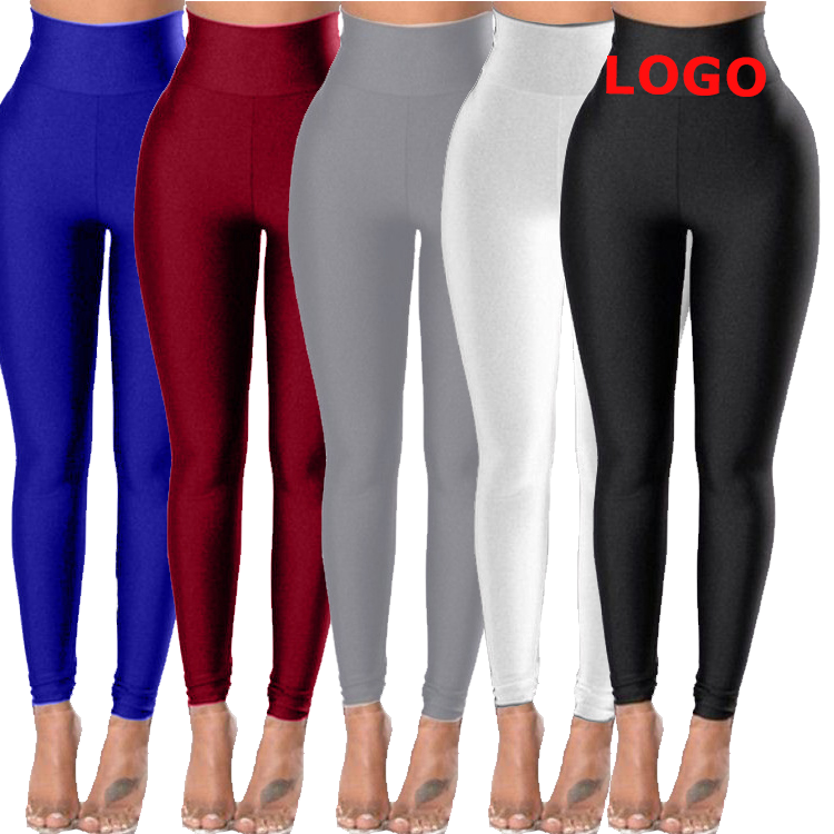 Women's High Elastic Waist Full Length Yoga Leggings Solid Color Butt Lifting Gym Breathable Tummy Control Workout solid color