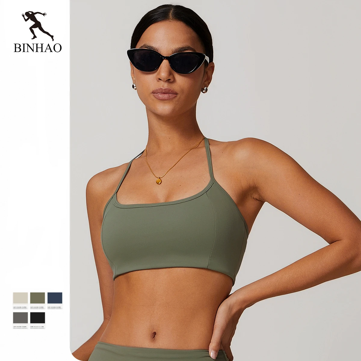 High Quality Sports Bra Women Custom Blank Sexy Halter Neck Medium Support Padded Exercise Yoga Sports Bra