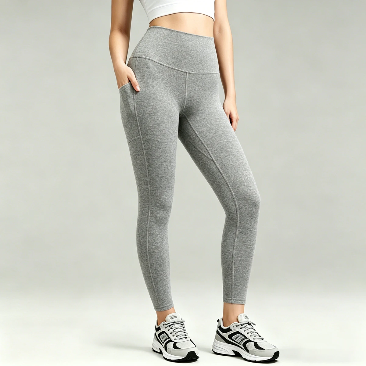 Stretch Bamboo Cotton Sports Pants with Pockets Workout Tights Breathable Yoga Leggings for Women
