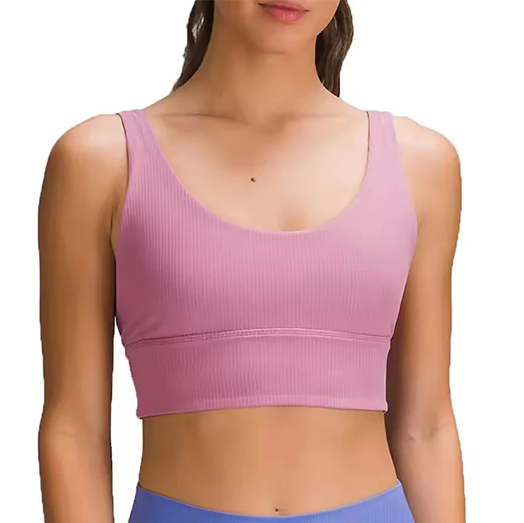 Customizable Front Lightweight Quick Dry Breathable Simple Medium Support Strapless Yoga Sports Bra Seamless
