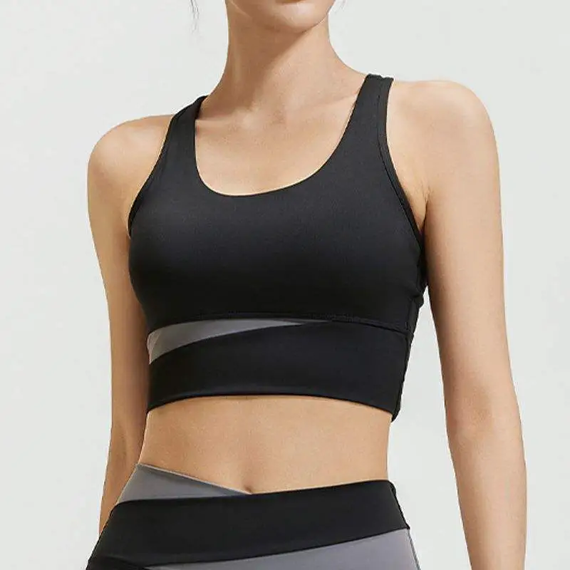Women's Simple Backless Crop Sports Bra with Front Logo for Yoga & Gym-High Support Active Wear