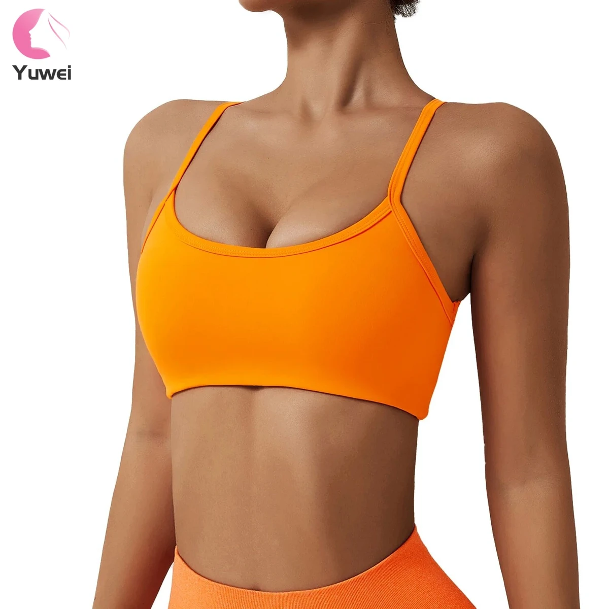 Women's Strappy Sexy Crisscross Back Sports Bra Light Support Yoga Bra with Removable Cups